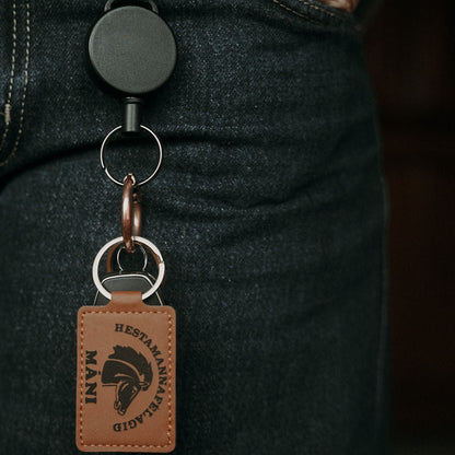 Lyklakippa - Brúnt leður ferhyrnd