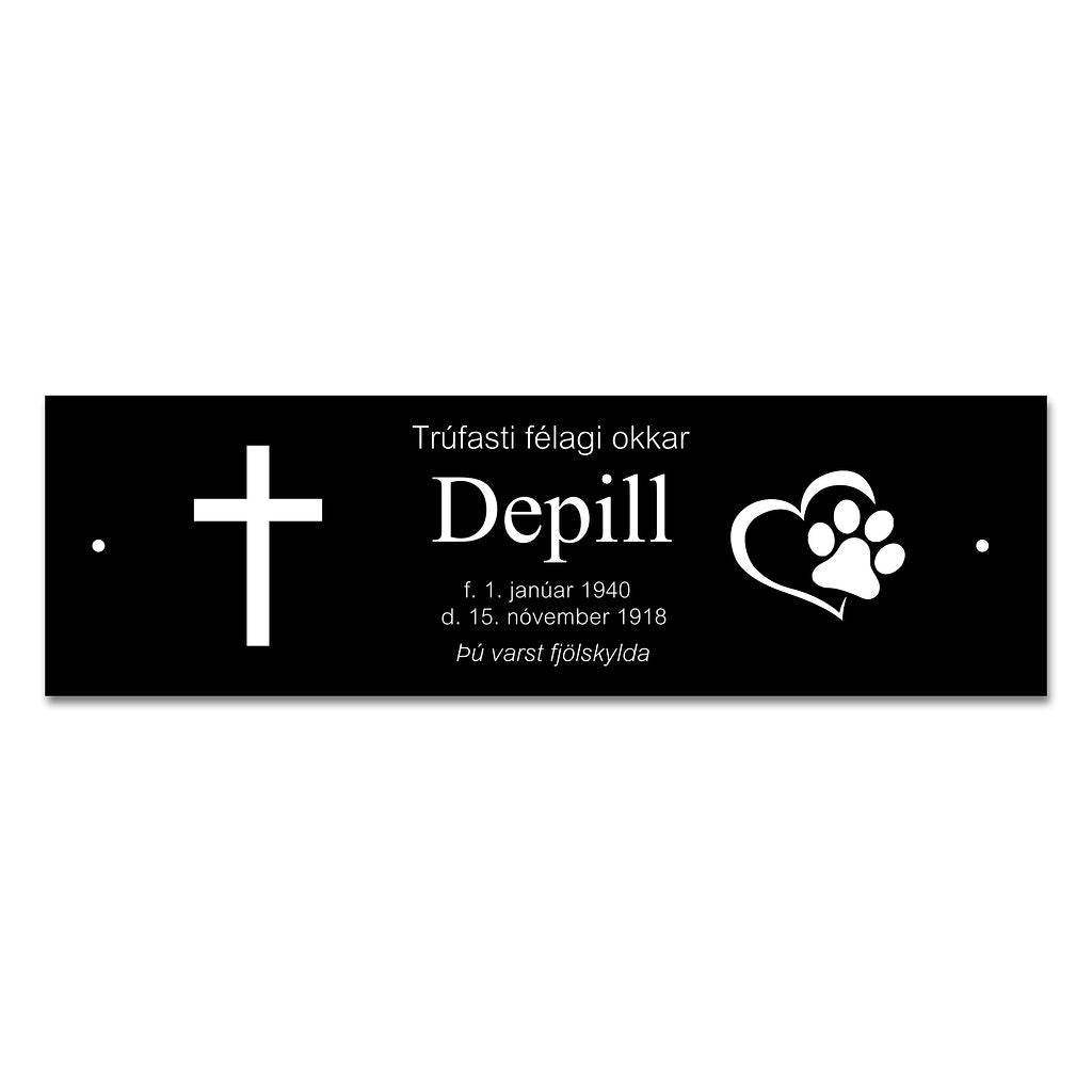 Skilti-a-kross-hunda-svart-al-kross-hjarta-loppa