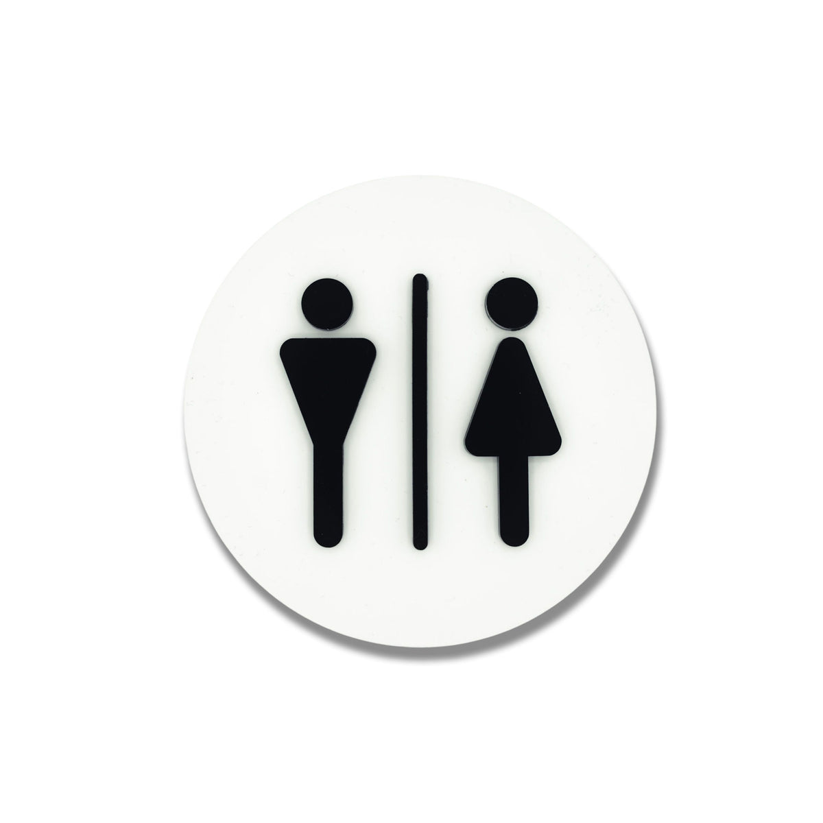 WC klósett upplýsingaskilti í hvítu og svörtu úr akrýl