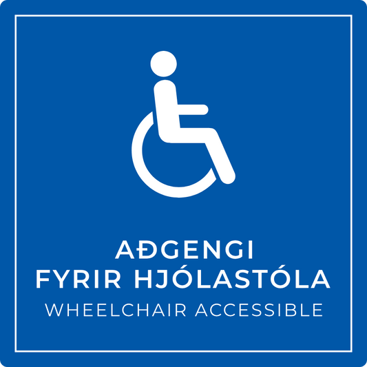Aðgengi fyrir hjólastóla - boðskilti, blátt