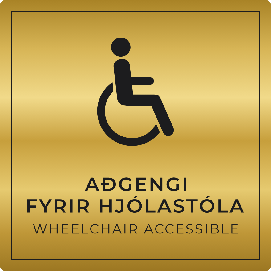 Aðgengi fyrir hjólastóla - boðskilti, gull