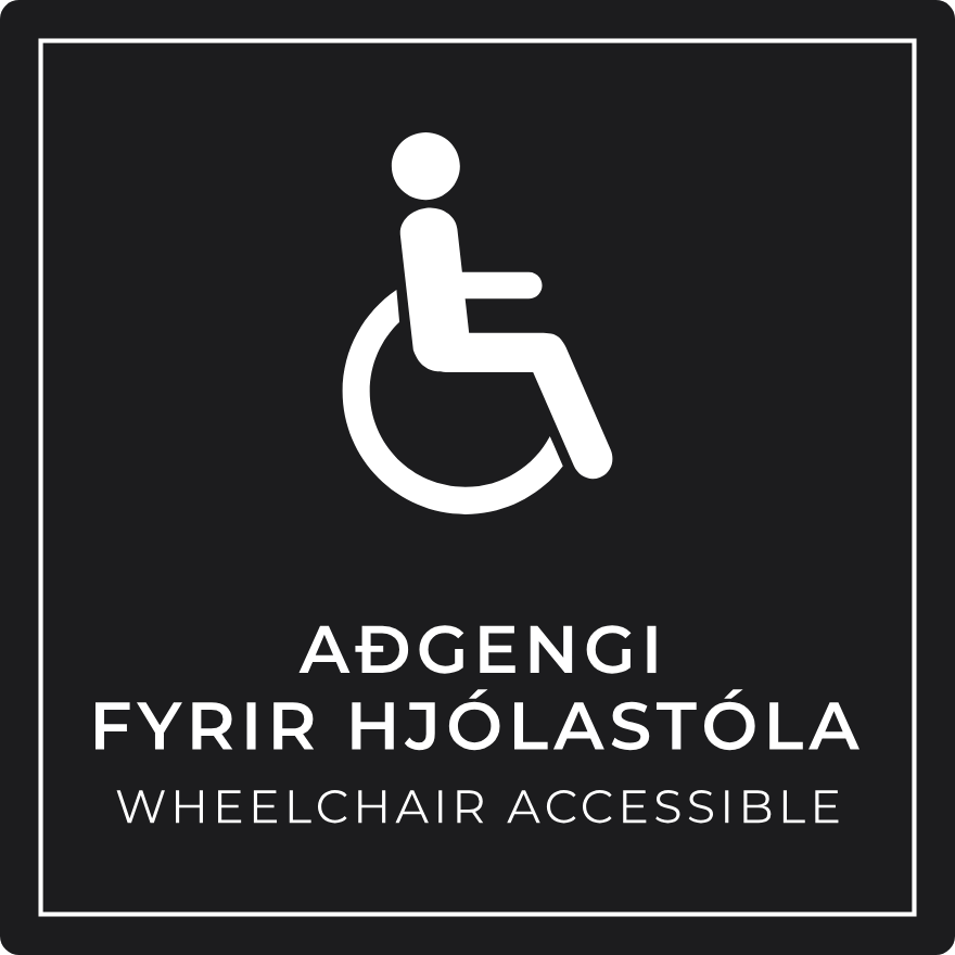 Aðgengi fyrir hjólastóla - boðskilti, svart