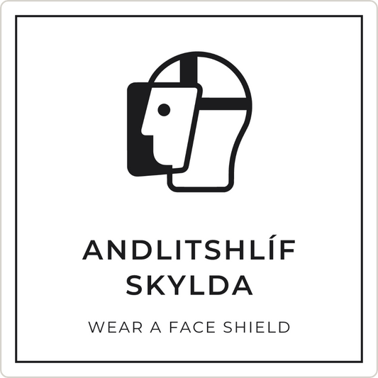 Andlitshlíf skylda - boðskilti, hvítt