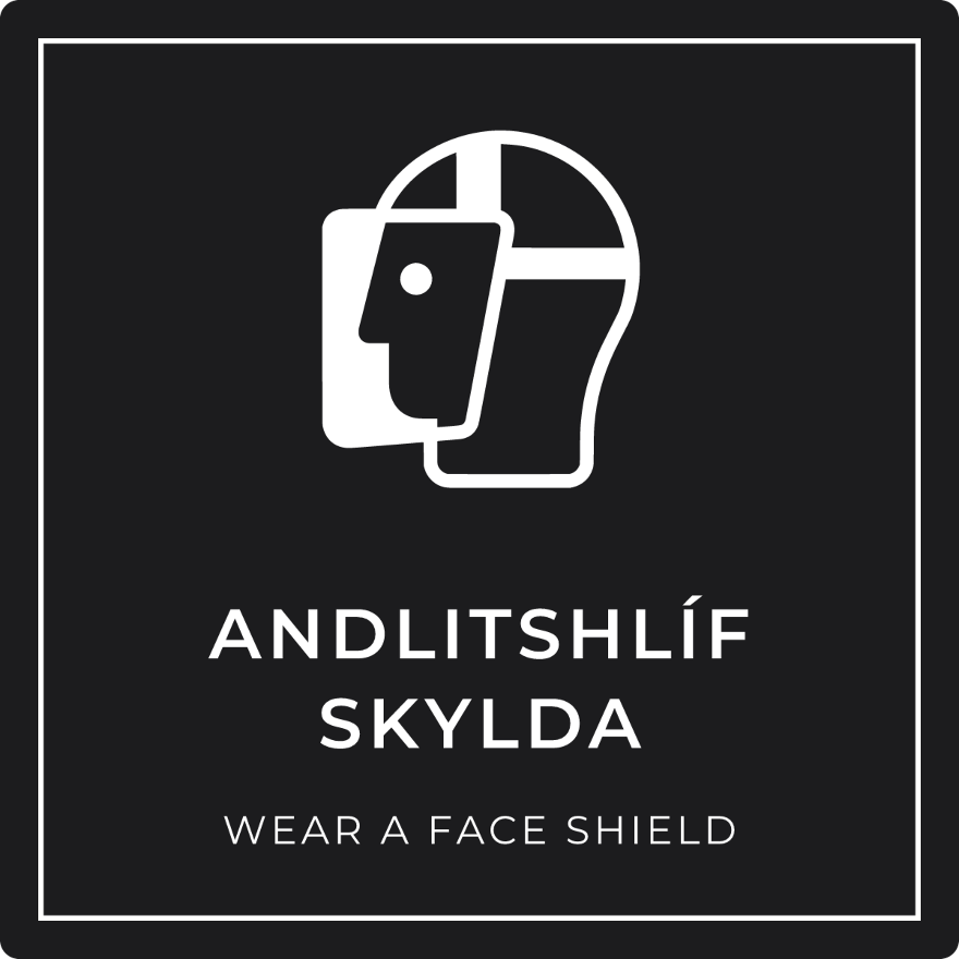 Andlitshlíf skylda - boðskilti, svart
