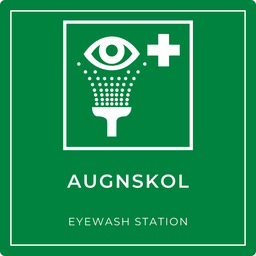 Augnskol - neyðarskilti, grænt