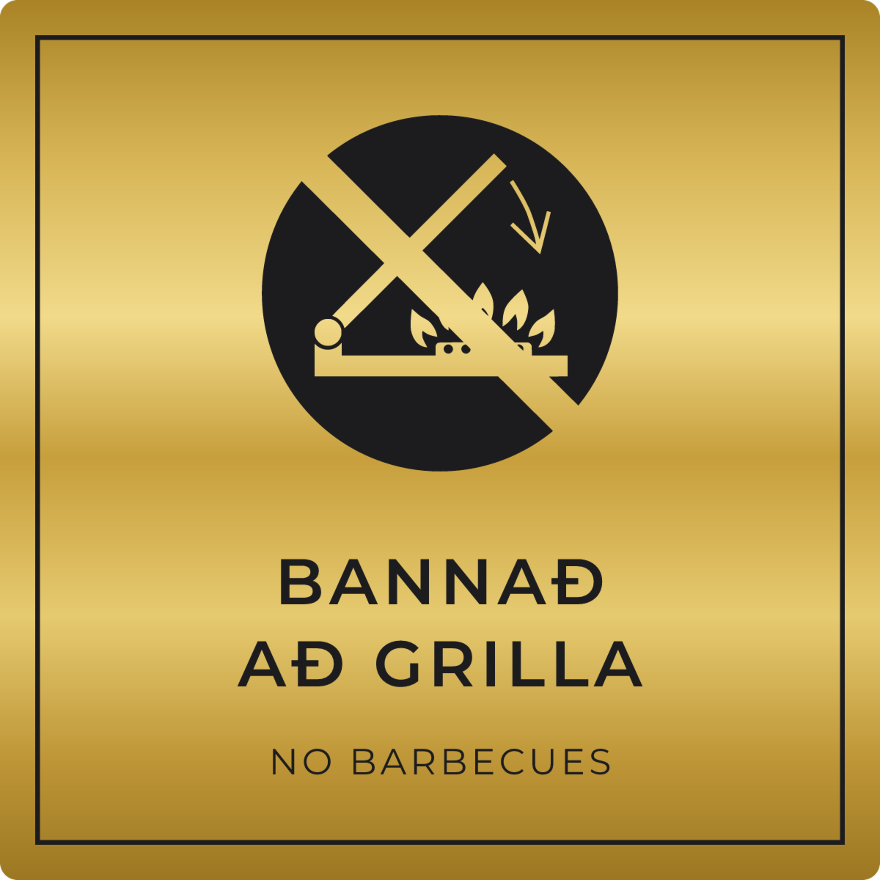 Bannað að grilla - bannskilti, gull