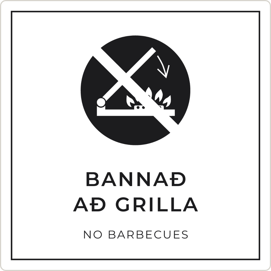 Bannað að grilla - bannskilti, hvítt