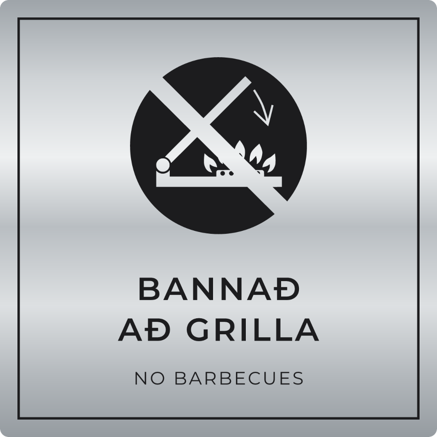 Bannað að grilla - bannskilti, silfur
