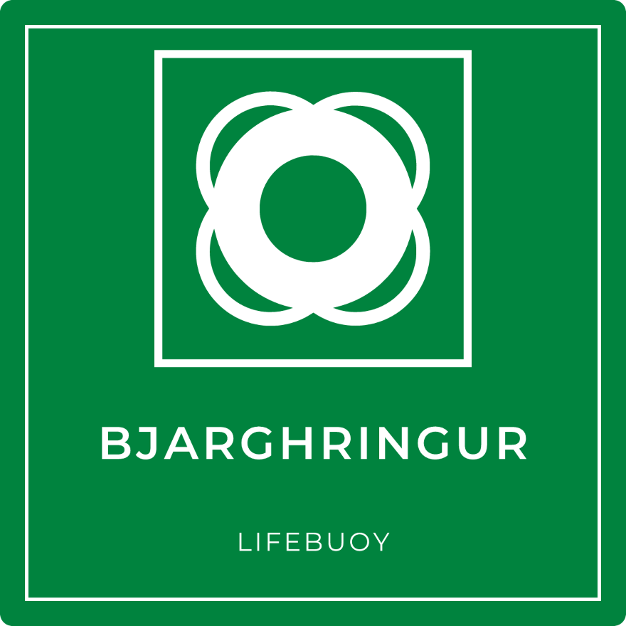 Bjarghringur - neyðarskilti, grænt