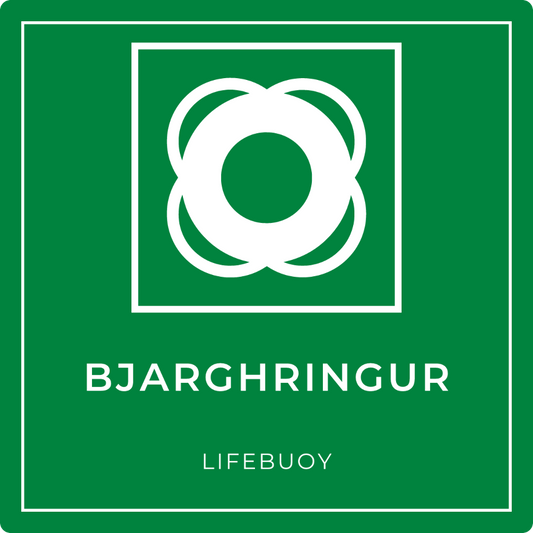 Bjarghringur - neyðarskilti, grænt
