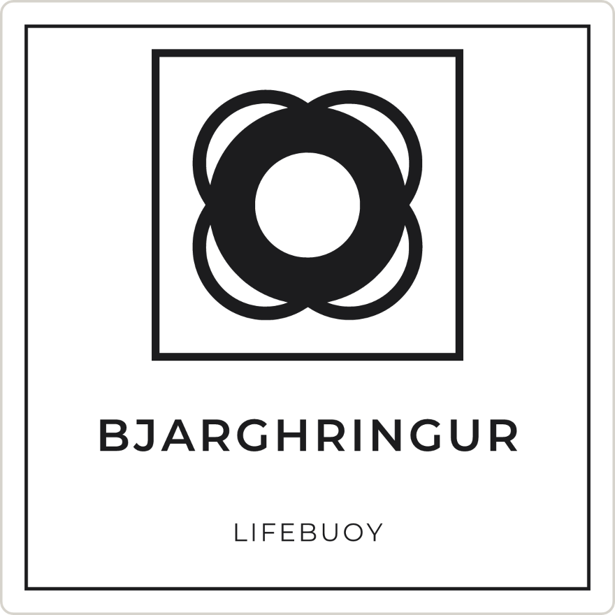 Bjarghringur - neyðarskilti, hvítt