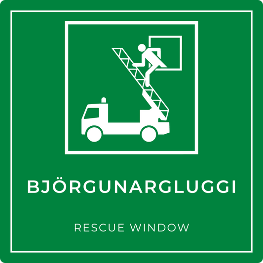 Björgunargluggi - neyðarskilti, grænt