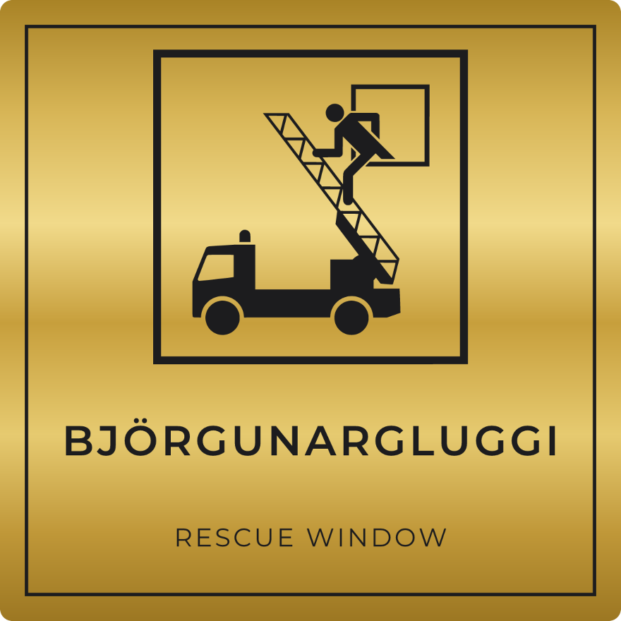 Björgunargluggi - neyðarskilti, gull