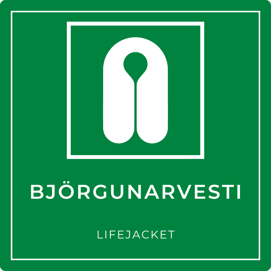Björgunarvesti - neyðarskilti, grænt