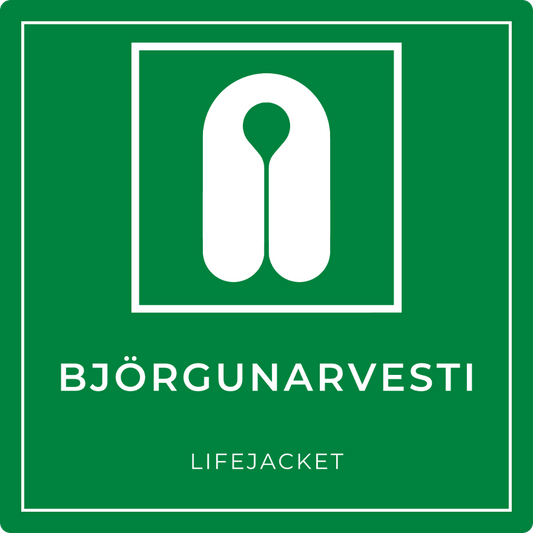 Björgunarvesti - neyðarskilti, grænt