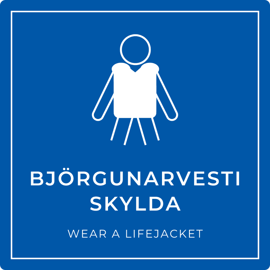 Björgunarvesti skylda - boðskilti, blátt