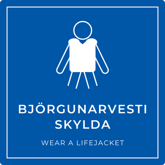 Björgunarvesti skylda - boðskilti, blátt