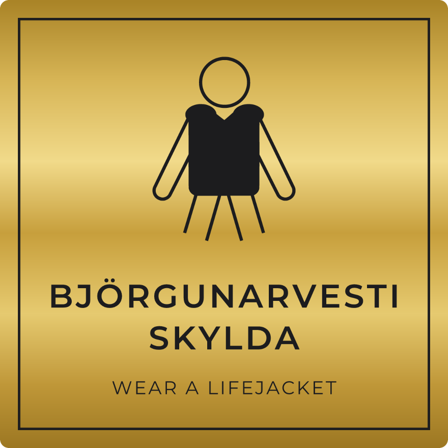 Björgunarvesti skylda - boðskilti, gull