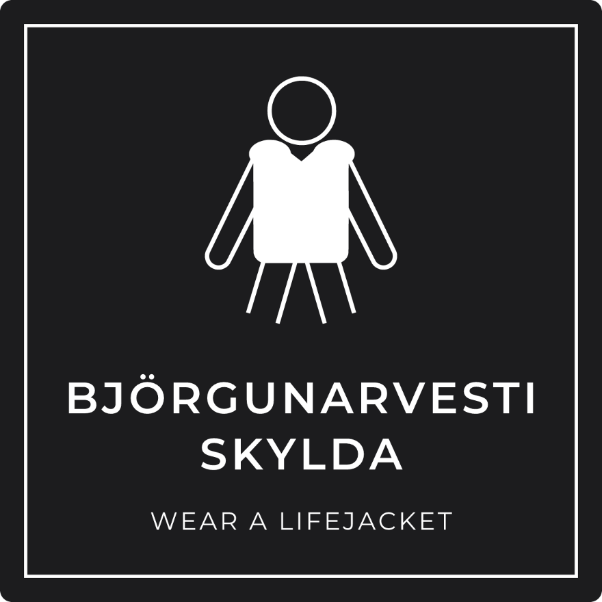 Björgunarvesti skylda - boðskilti, svart