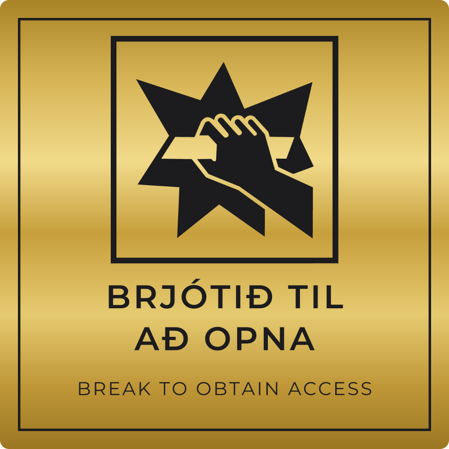 Brjótið til að opna - neyðarskilti, gull