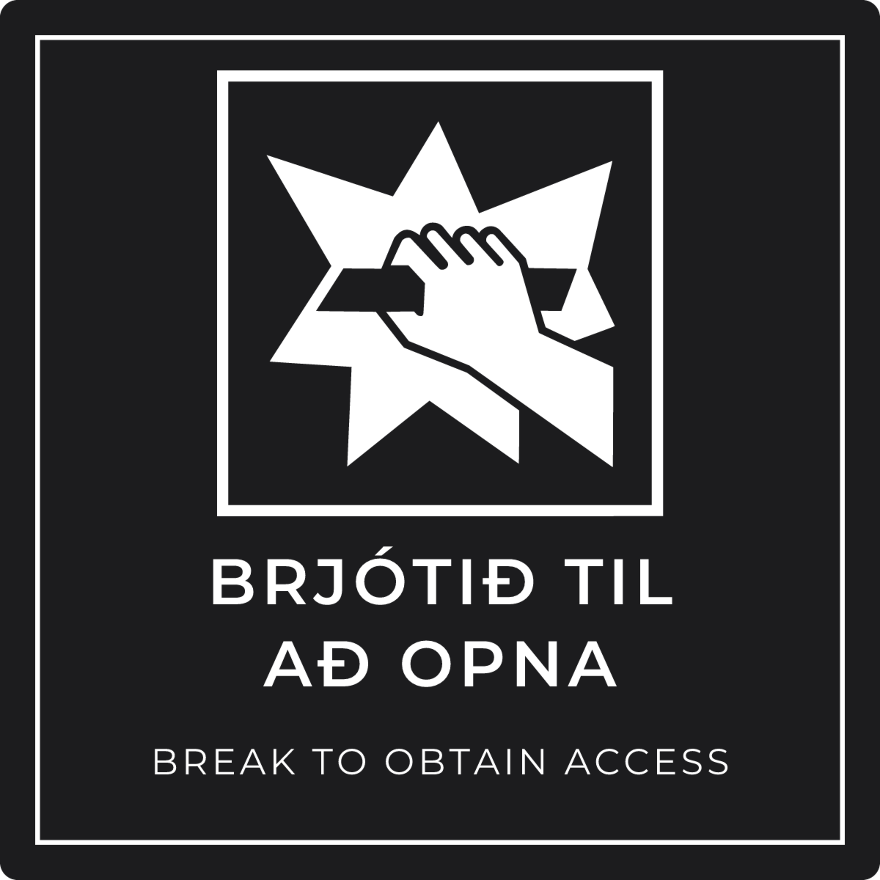 Brjótið til að opna - neyðarskilti, svart