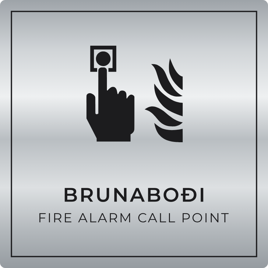 Brunaboði - brunaskilti, silfur