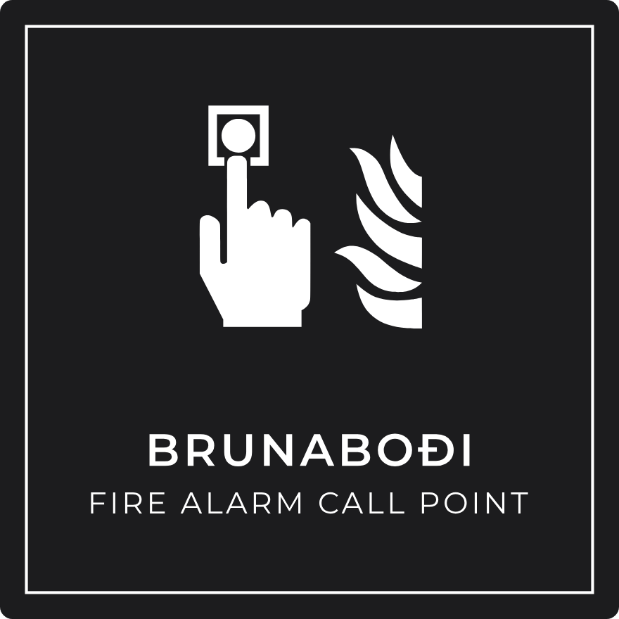Brunaboði - brunaskilti, svart