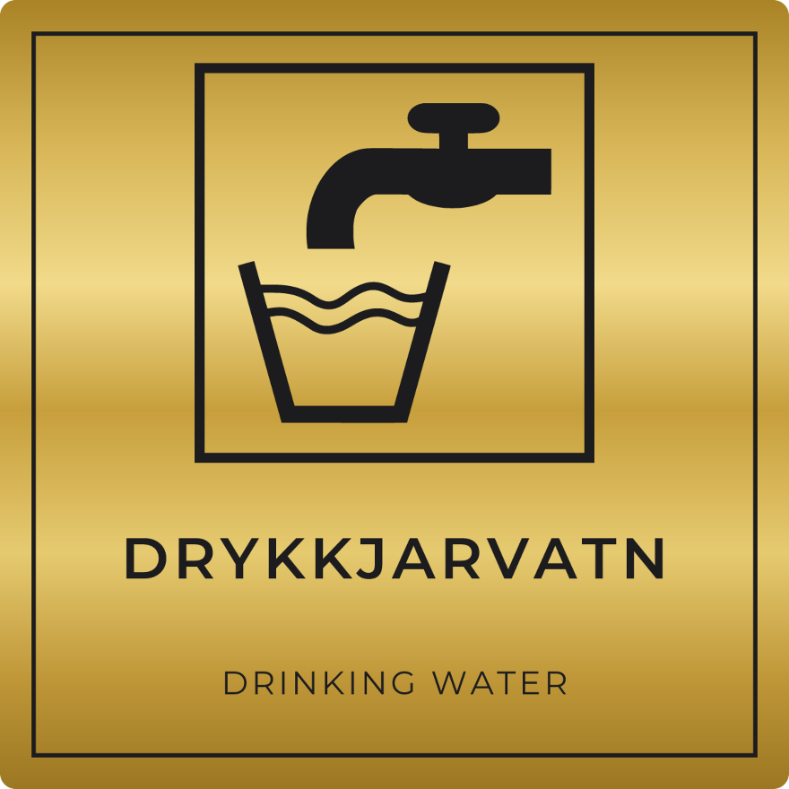 Drykkjarvatn - neyðarskilti, gull