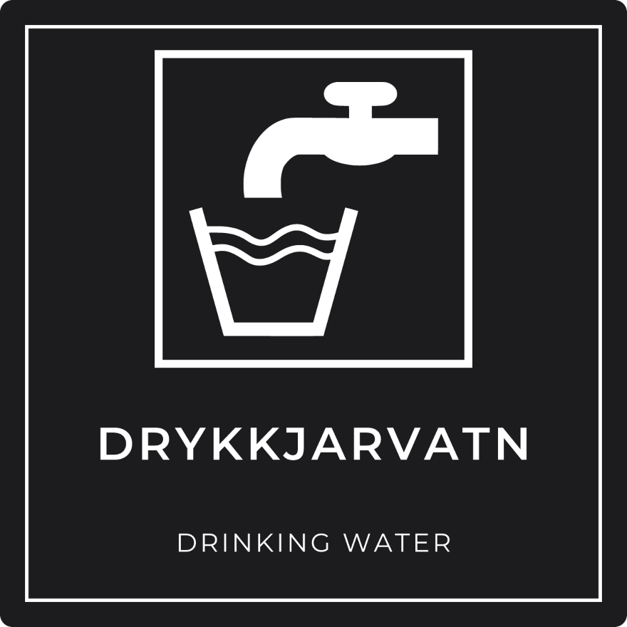Drykkjarvatn - neyðarskilti, svart