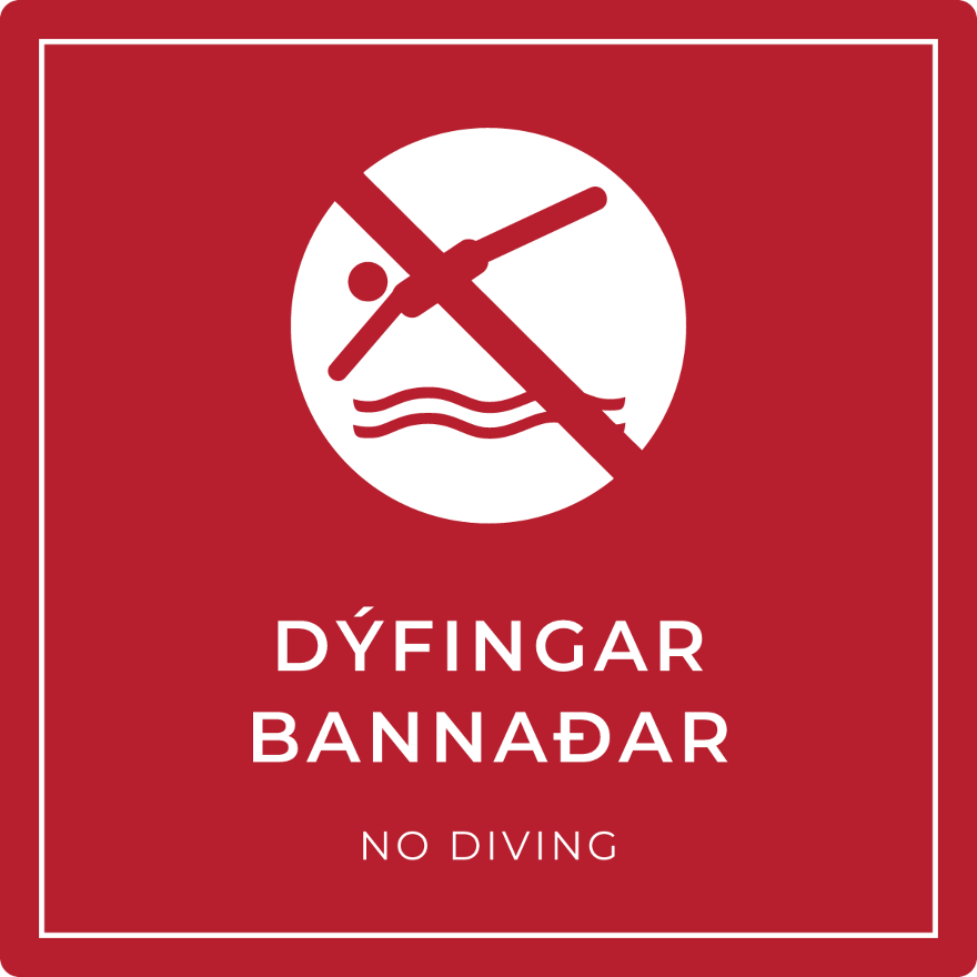 Dýfingar bannaðar - bannskilti, rautt
