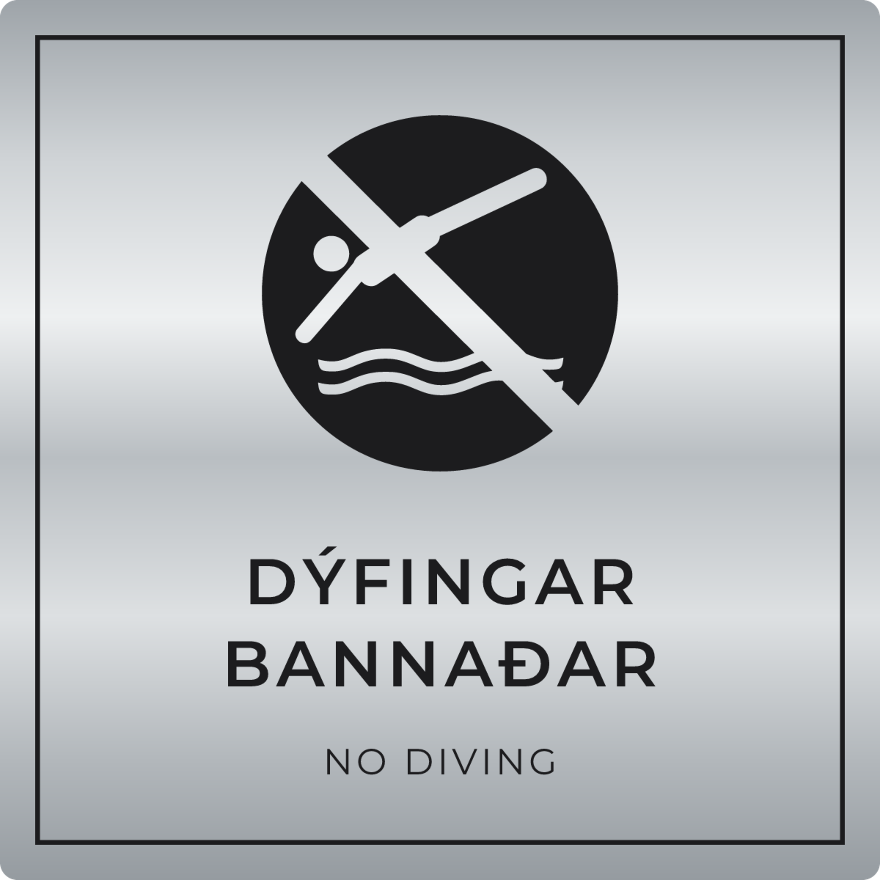 Dýfingar bannaðar - bannskilti, silfur