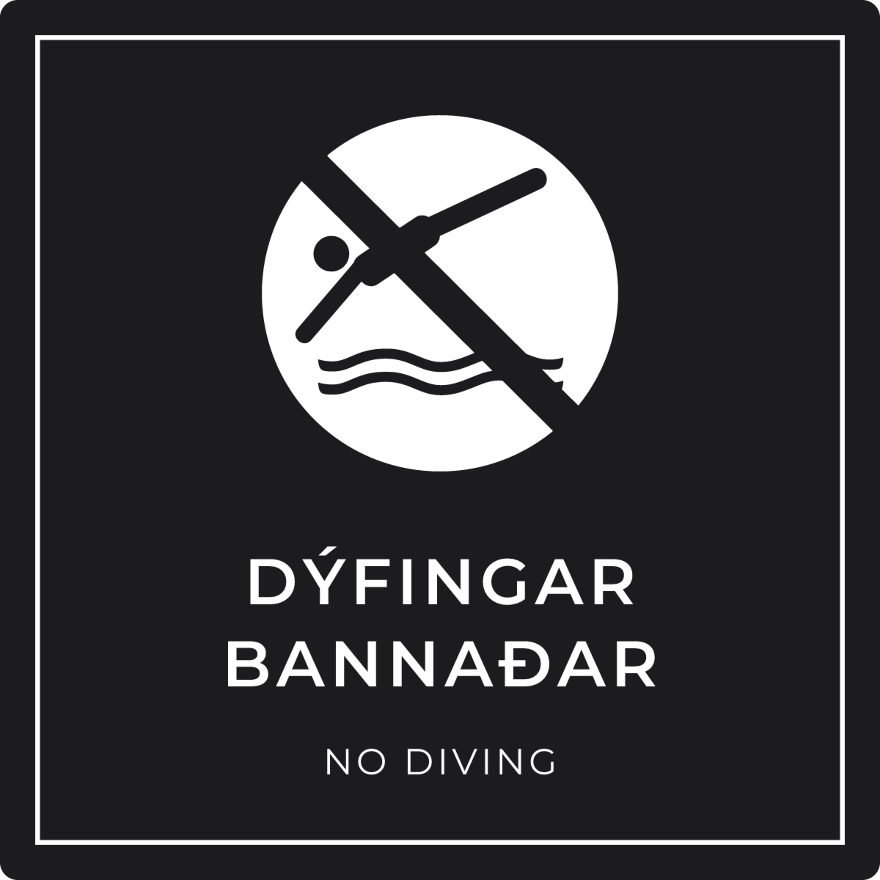 Dýfingar bannaðar - bannskilti, svart