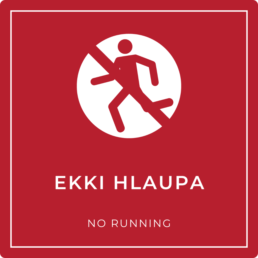 Ekki hlaupa - bannskilti, rautt