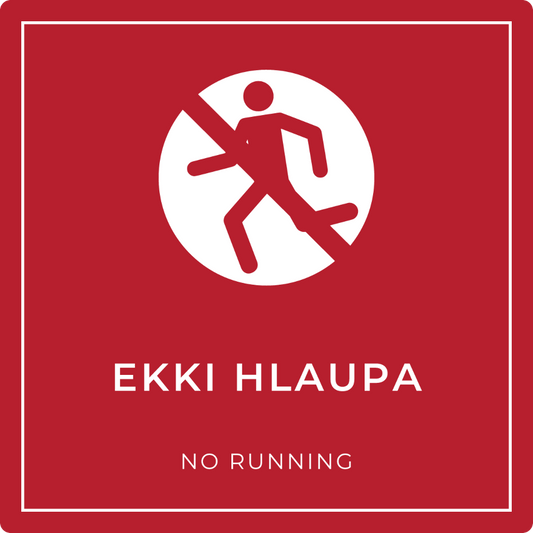 Ekki hlaupa - bannskilti, rautt
