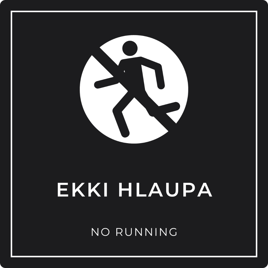 Ekki hlaupa - bannskilti, svart