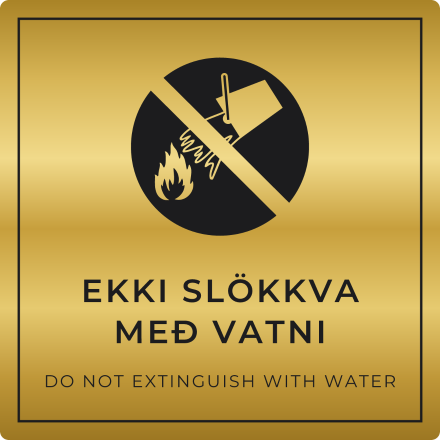 Ekki slökkva með vatni - bannskilti, gull