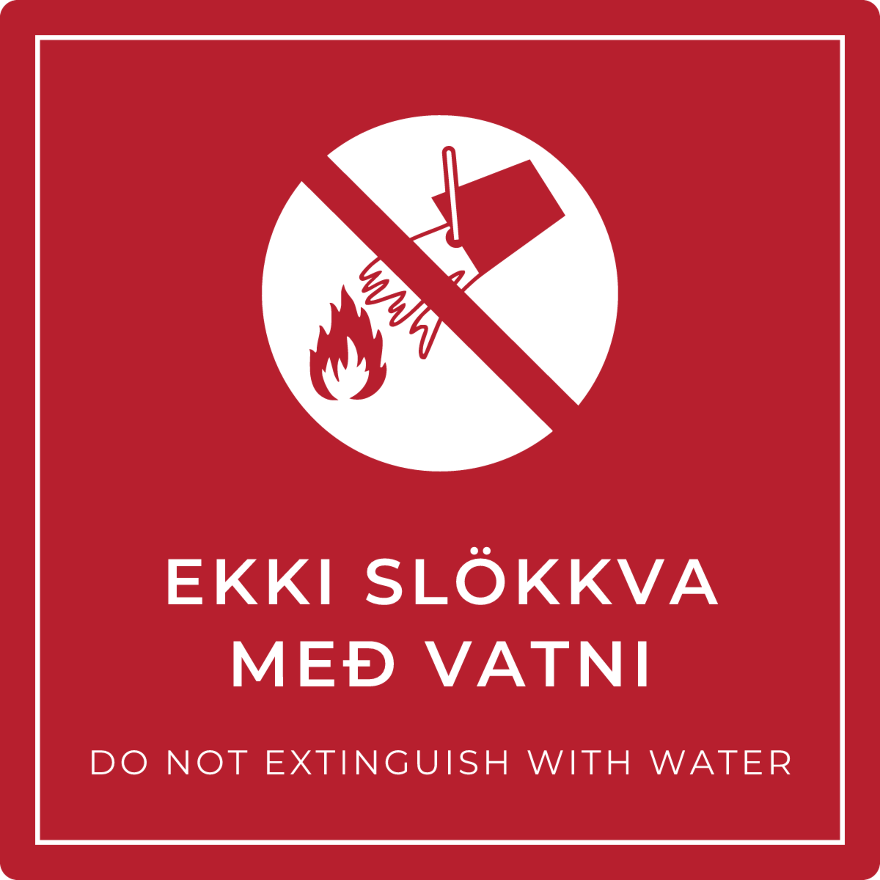 Ekki slökkva með vatni - bannskilti, rautt
