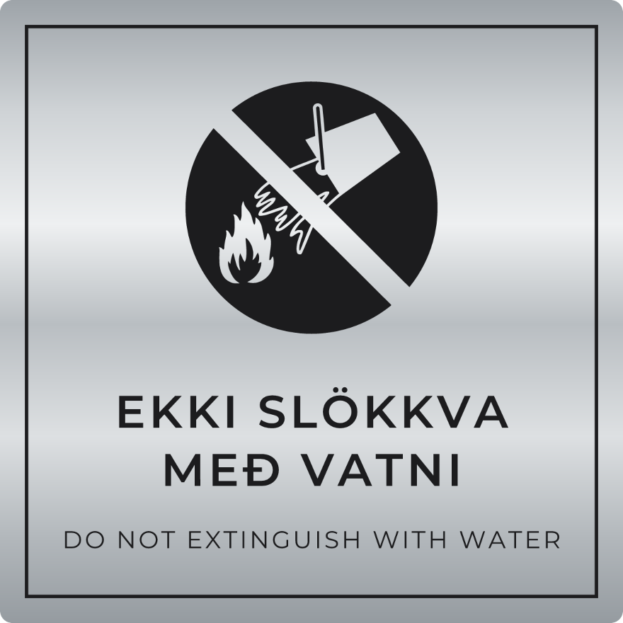 Ekki slökkva með vatni - bannskilti, silfur