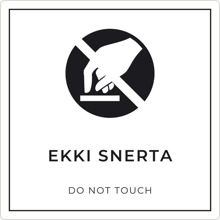 Ekki snerta - bannskilti, hvítt