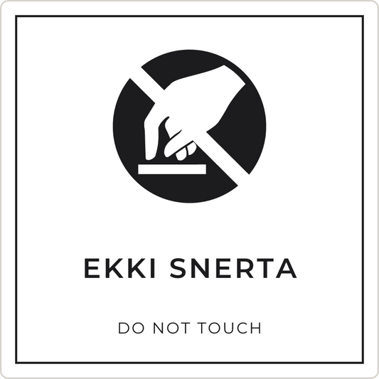 Ekki snerta - bannskilti, hvítt