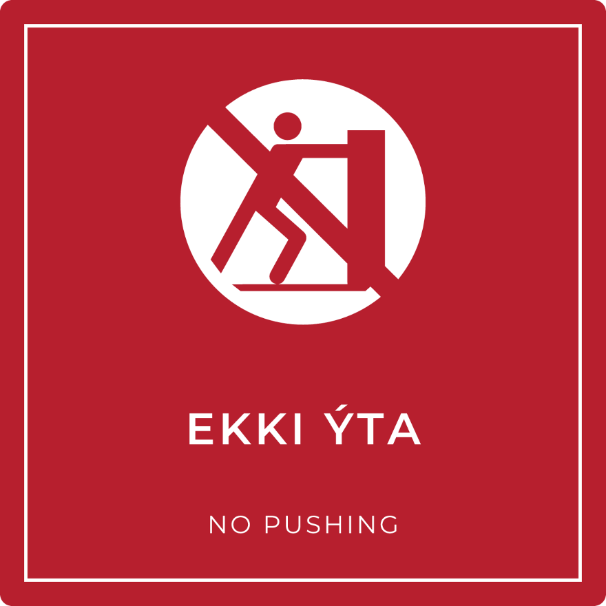 Ekki ýta - bannskilti, rautt