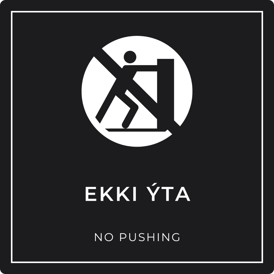 Ekki ýta - bannskilti, svart