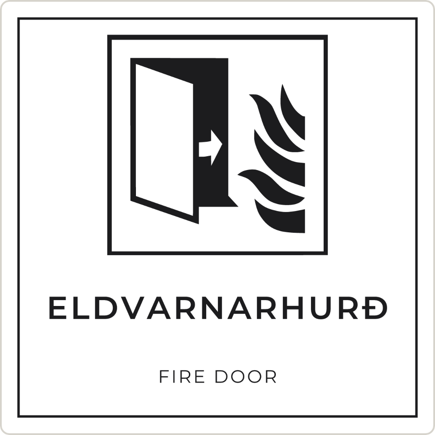 Eldvarnarhurð - brunaskilti, hvítt