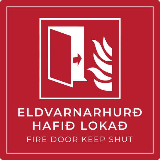 Eldvarnarhurð hafið lokað - brunaskilti, rautt