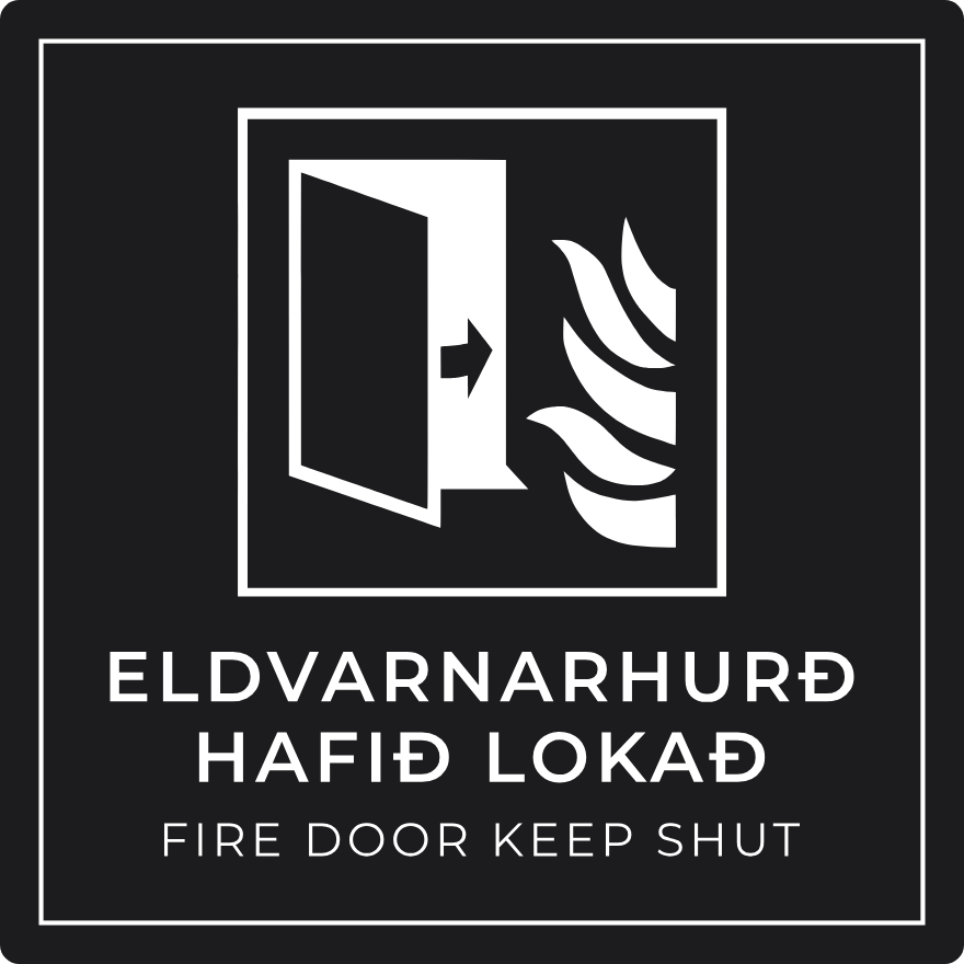 Eldvarnarhurð hafið lokað - brunaskilti, svart