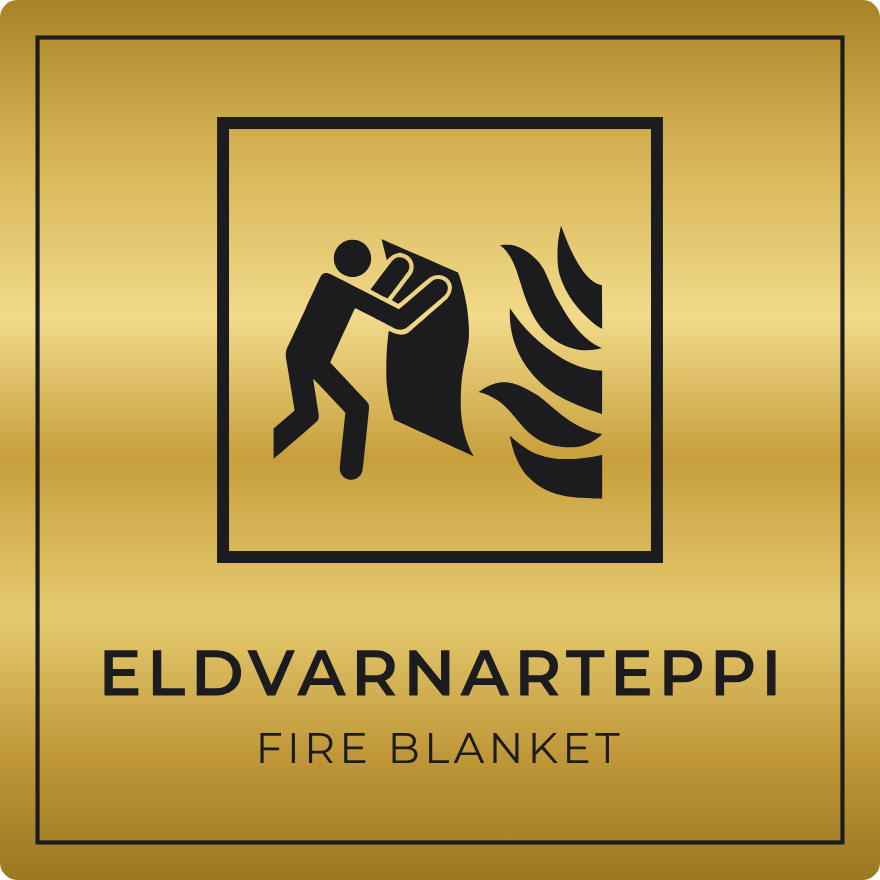 Eldvarnarteppi - brunaskilti, gull