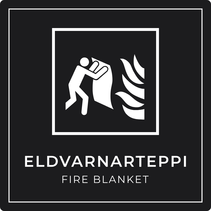 Eldvarnarteppi - brunaskilti, svart