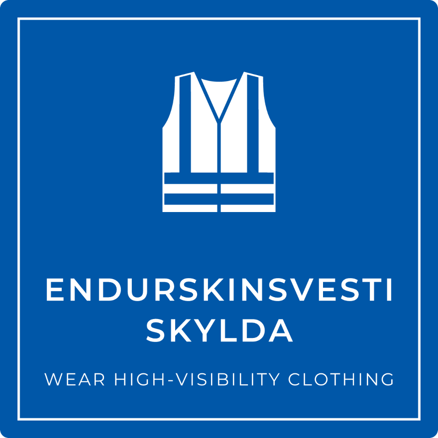 Endurskinsvesti skylda - boðskilti, blátt