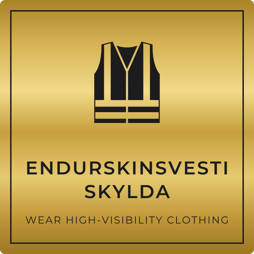 Endurskinsvesti skylda - boðskilti, gull