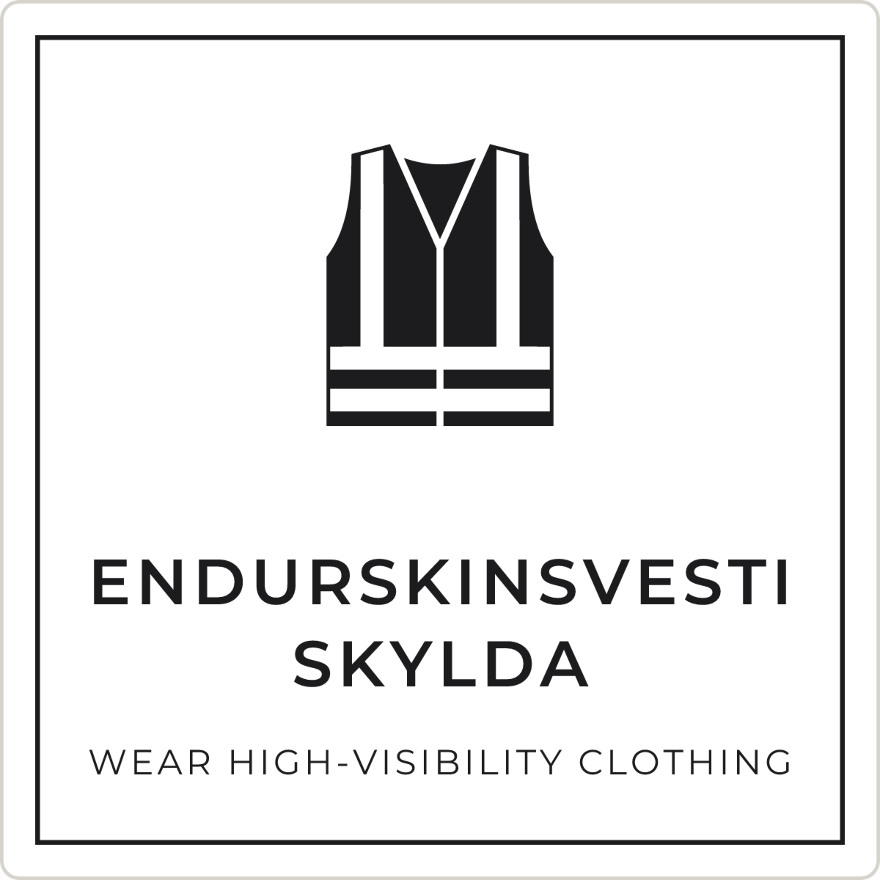 Endurskinsvesti skylda - boðskilti, hvítt